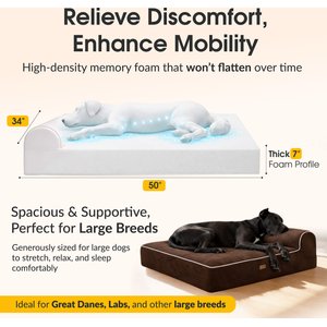 KOPEKS Orthopedic Pillow Dog Bed with Removable Cover, Brown, X-Large