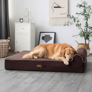 KOPEKS Orthopedic Pillow Dog Bed with Removable Cover, Brown, X-Large
