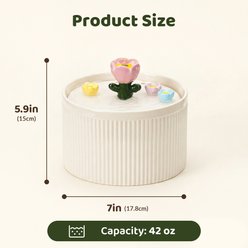Happy & Polly Tulip Garden Non-Skid Ceramic Cat Water Fountain, White, 50-oz slide 2 of 9