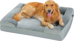 PAWZ Road Supportive Foam & Non-Slip Bottom Furniture Style Sofa Dog Bed with 2-Layer Removable Waterproof Cover, Grey, X-Large