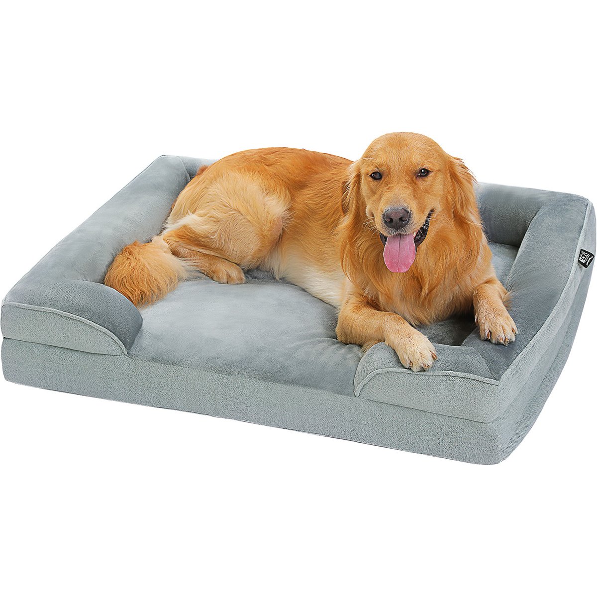 PAWZ Road Supportive Foam & Non-Slip Bottom Furniture Style Sofa Dog Bed with 2-Layer Removable Waterproof Cover, Grey, X-Large