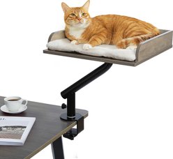 PAWZ Road Wooden Elevated Cat Desk Bed with Removable Cover, Medium, Grey