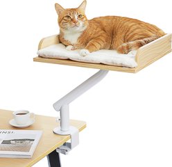 PAWZ Road Wooden Elevated Cat Desk Bed with Removable Cover, Medium, Beige