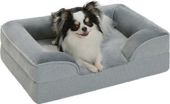 PAWZ Road Supportive Foam & Non-Slip Bottom Furniture Style Sofa Dog Bed with 2-Layer Removable Waterproof Cover, Grey, Small