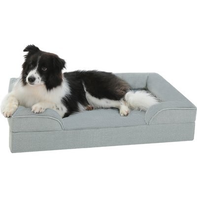 PAWZ Road PAWZ Road Supportive Foam & Non-Slip Bottom Furniture Style Sofa Dog Bed with 2-Layer Removable Waterproof Cover, Grey, Large