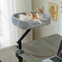 PAWZ Road Indoor Elevated Cat Desk Bed with Removable Cover, Medium, Grey
