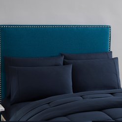 Sweet Home Collection All Season Bed-in-A-Bag Solid Color Comforter & Sheet Set, Navy, King slide 2 of 6