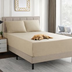 Sweet Home Collection 18 to 24-in Extra Deep Pocket Double Brushed High End Microfiber Sheet Set, Beige, Full