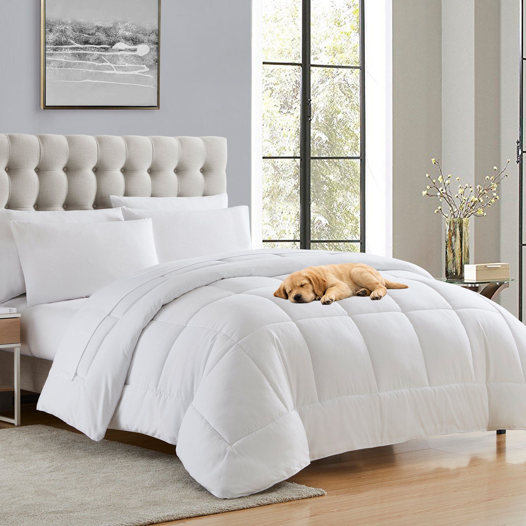 Sweet Home Collection Down Alternative All-Season Warmth Luxurious Plush Loft Comforter & Duvet Insert, White, Full