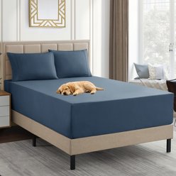 Sweet Home Collection 18 to 24-in Extra Deep Pocket Double Brushed High End Microfiber Sheet Set, Denim, Queen