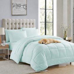 Sweet Home Collection All Season Bed-in-A-Bag Solid Color Comforter & Sheet Set, Aqua, Full