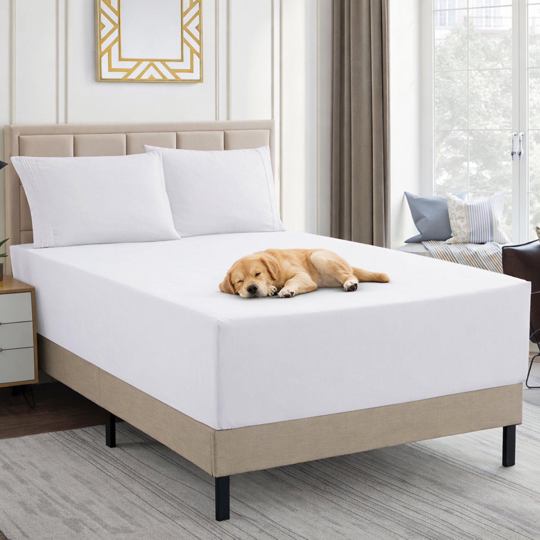 Sweet Home Collection 18 to 24-in Extra Deep Pocket Double Brushed High End Microfiber Sheet Set, White, King
