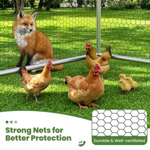 Xbrigh Metal Walk-In A-Frame Poultry Cage Chicken Coop, Silver, 13.2 x 9.8 x 6.4-ft