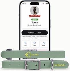 Furlegs TapSafe Silicollar Smart ID & Health Profile Silicone Dog Collar, Watercress Green, Large