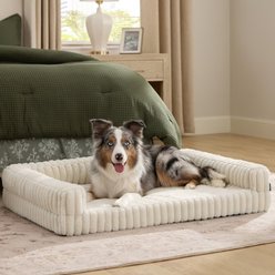 Bedsure ComfyFleece Orthopedic Waterproof Dog Bed with Corduroy Removable Cover, Beige, X-Large