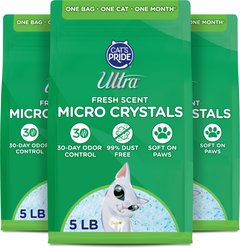 Ultra Premium Non-Clumping Micro Crystals Fresh Scented Silica Cat Litter, 5-lb bag, 3 count