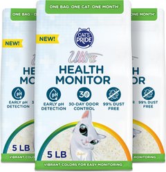 Ultra New Health Monitor Micro Crystals Unscented Non-Clumping Cat Litter with Early pH Detection, 5-lb bag, 3 count