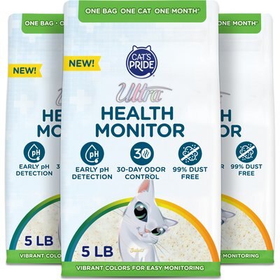 Ultra Ultra New Health Monitor Micro Crystals Unscented Non-Clumping Cat Litter with Early pH Detection, 5-lb bag, 3 count