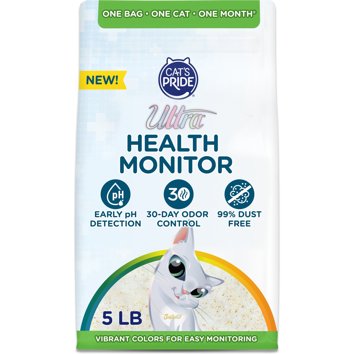 Ultra New Health Monitor Micro Crystals Unscented Non-Clumping Cat Litter with Early pH Detection, 5-lb bag, 1 count