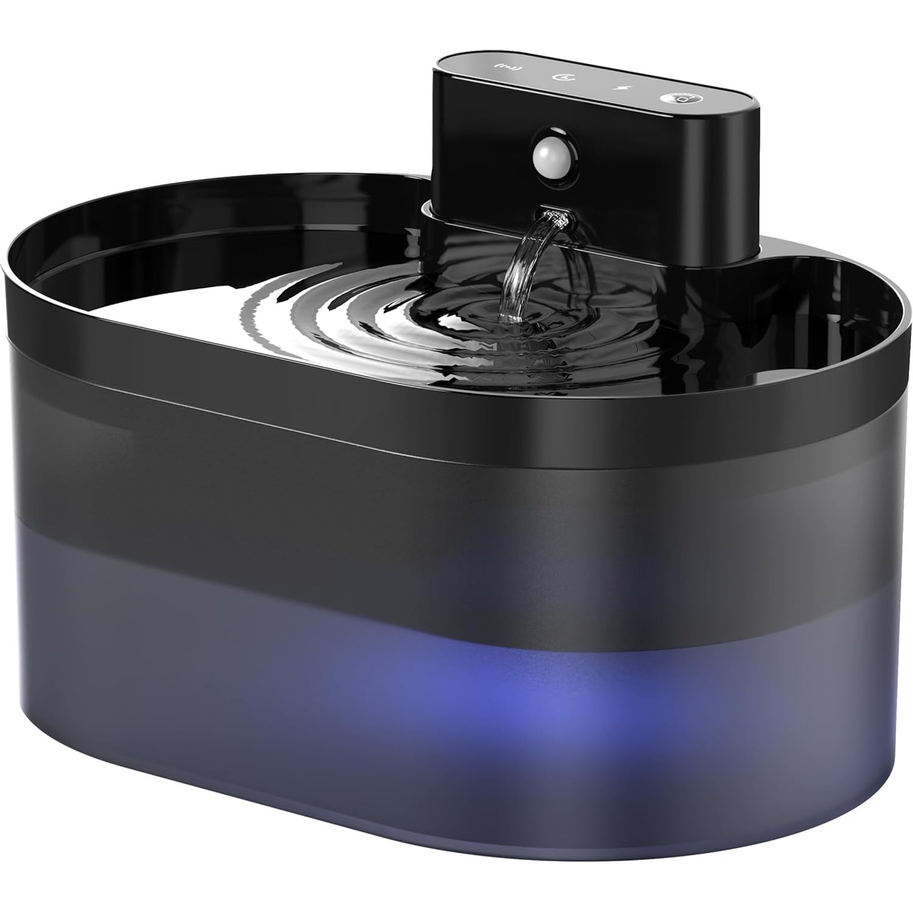 PEKTACO Wireless Rechargeable Automatic Cat Water Fountain with Motion Sensor, Black, 2.2-L