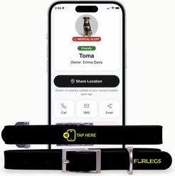Furlegs TapSafe Silicollar Smart ID & Health Profile Silicone Dog Collar, Black, Small