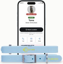 Furlegs TapSafe Silicollar Smart ID & Health Profile Silicone Dog Collar, Crystal Blue, Medium