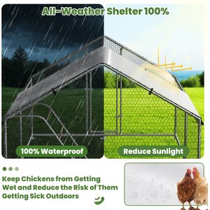 Xbrigh Metal Walk-In A-Frame Poultry Cage Chicken Coop, Silver, 13.2 x 9.8 x 6.4-ft