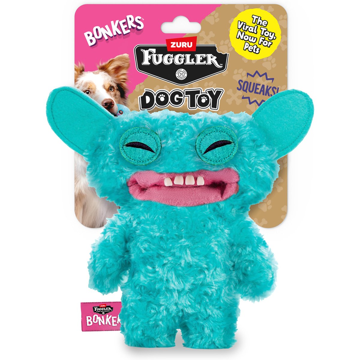 BONKERS Fugglers Grin Grin Dog Plush Toy, 8-in