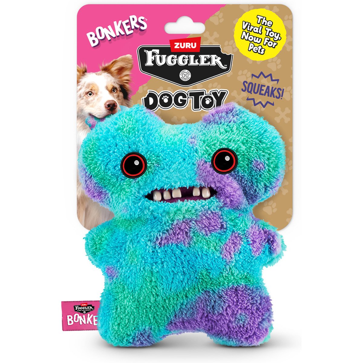 BONKERS Fugglers Gaptooth Mcgoo Dog Plush Toy, 8-in