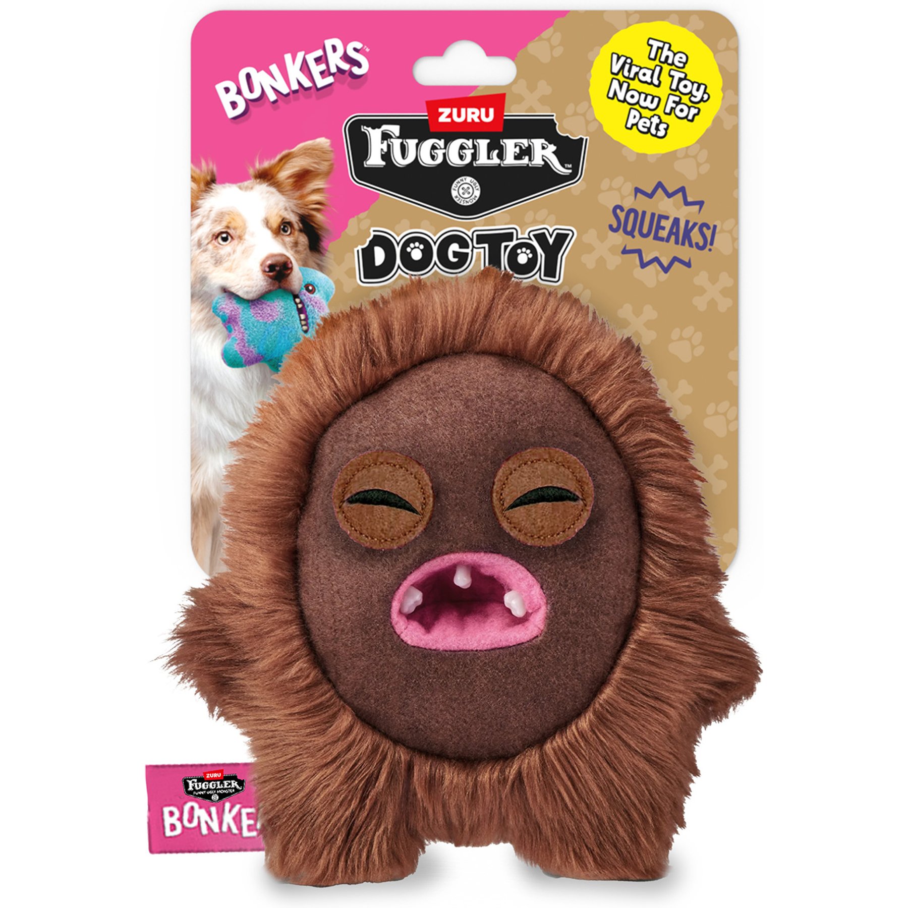 BONKERS Fugglers Hedge Grog Dog Plush Toy, 8-in