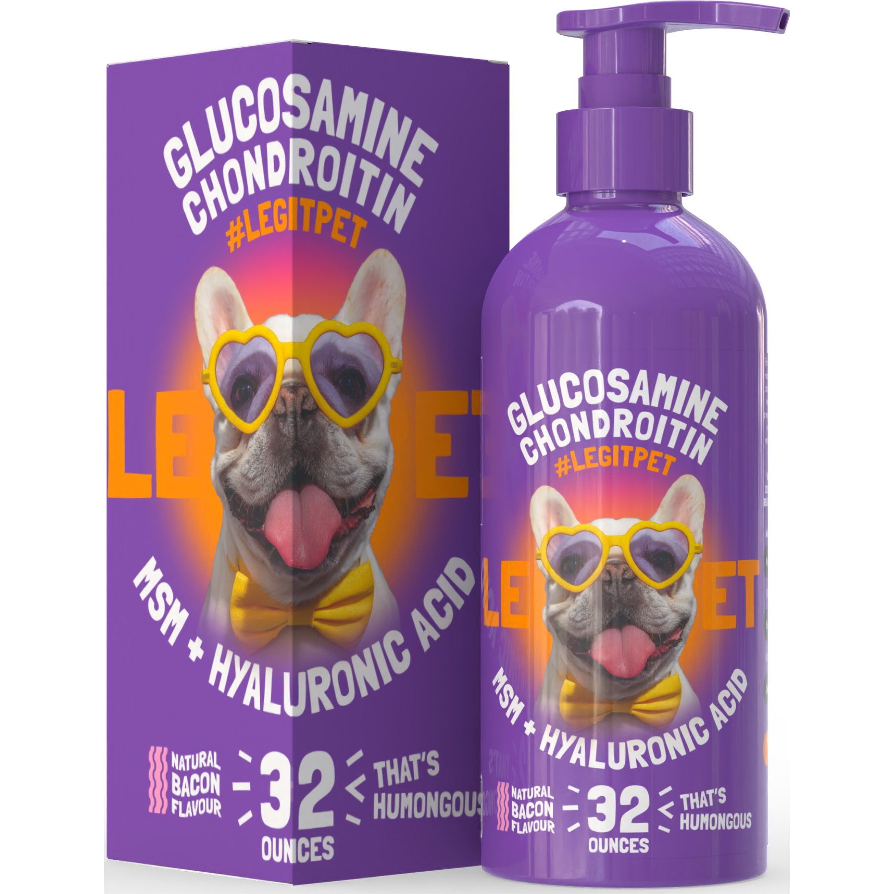 Legitpet Liquid Glucosamine Bacon Flavored Joint Supplement for Adult Dogs, 32-fl oz bottle