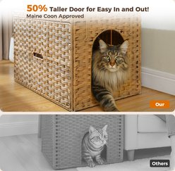 PAWZ Road Rattan Cat Litter Box Enclosure X-Large Hidden Litter Box by Handwoven Wicker, Beige slide 2 of 9