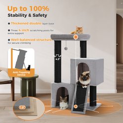 PAWZ Road 45-in Heavy Duty Cat Tower with Sisal Scratching Ramp & 2 Condo, Black slide 2 of 7