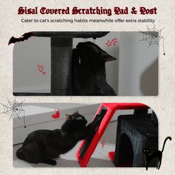 PAWZ Road 32-in Gothic Cat Tree Tower Condo with Sisal Scratching Ramp & Cozy Hammock, Black slide 2 of 8
