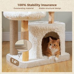 PAWZ Road 48.5-in Modern Natural Solid Wood Cat Tree Tower with Big Rattan Basket & Cozy Condo, White slide 2 of 8