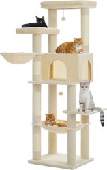 PAWZ Road 73-in Tall Cat Tree Tower with Large Padded Perch, 2 Spacious Hammocks, Scratching Posts, X-Large Plush Cat Condo, Beige slide 2 of 9