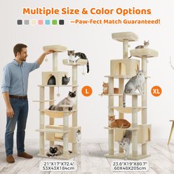 PAWZ Road Heavy Duty 81-in Tall Cat Tower with Spacious Hammock, X-Large Condo with 7 Scratching Posts, Beige slide 2 of 9
