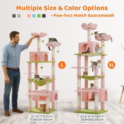PAWZ Road 81-in Flower Cat Tree Tower with Spacious Hammock, X-Large Condo with 7 Scratching Posts, Pink slide 2 of 9