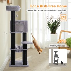 PAWZ Road 58-in Heavy Duty Cat Tree Tower with Reinforced Scratching Posts, X-Large, Black slide 2 of 9