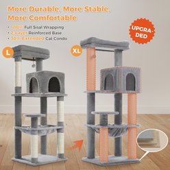 PAWZ Road 58-in Heavy Duty Cat Tree Tower with Reinforced Scratching Posts, X-Large, Grey slide 2 of 9