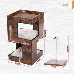 PAWZ Road Multi-Level 24-in Modern Cat Tree Condo with Scratcher, Soft Cushion, Scratching Mat & Ball Toys, Brown slide 2 of 8