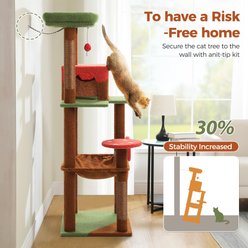 PAWZ Road 56.3-in Mushroom Cat Tree Tower with Scratching Board, Cat Condo, X-Large Hammock & Plush Perches, Brown slide 2 of 8