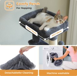 PAWZ Road 60-in Cat Tree Cat Tower with 2 Condos, Spacious Perch, Cozy Basket & Sisal-Covered Scratching Posts, Dark Grey, Medium: 51.6-in slide 2 of 8