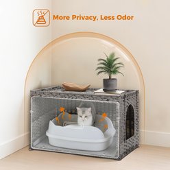 PAWZ Road Rattan Cat Litter Box Enclosure X-Large Hidden Litter Box by Handwoven Wicker, Grey slide 2 of 9