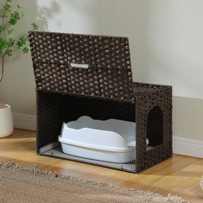 PAWZ Road PAWZ Road Rattan Cat Litter Box Enclosure X-Large Hidden Litter Box by Handwoven Wicker, Brown
