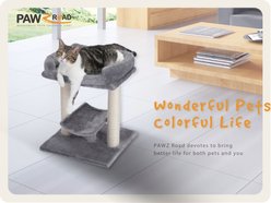 PAWZ Road 19-in Natural Sisal Scratcher Cat Tree Tower with Large Plush Top Perch Bed, Grey slide 2 of 7