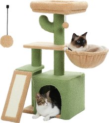 PAWZ Road 32-in Cactus Cat Tree Tower Condo with Sisal Scratching Ramp & Cozy Hammock, Green
