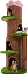 PAWZ Road 68.5-in Forest Cat Tree Tower with 4 Condos, Flower Top Bed & Thick Scratching Post, Brown