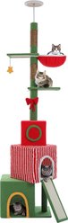 PAWZ Road Floor to Ceiling Cat Tree Tower Adjustable Height 83 to 108-in with 3 Large Condos, Cozy Hammock & Thick Scratching Posts, Red