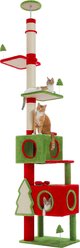 PAWZ Road 90.9 to 107.8-in Floor to Ceiling Christmas Cat Tree with 2 Spacious Condos & Sisal-Covered Scratching Post, Red